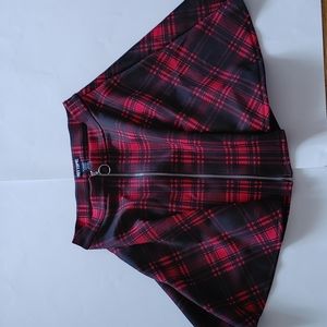 Hot Topic Red O Ring Plaid Skirt Woman Size Small